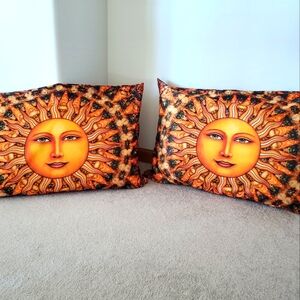 Dan Morris * Bohemian Sun Face pillow cases - 2 cases!